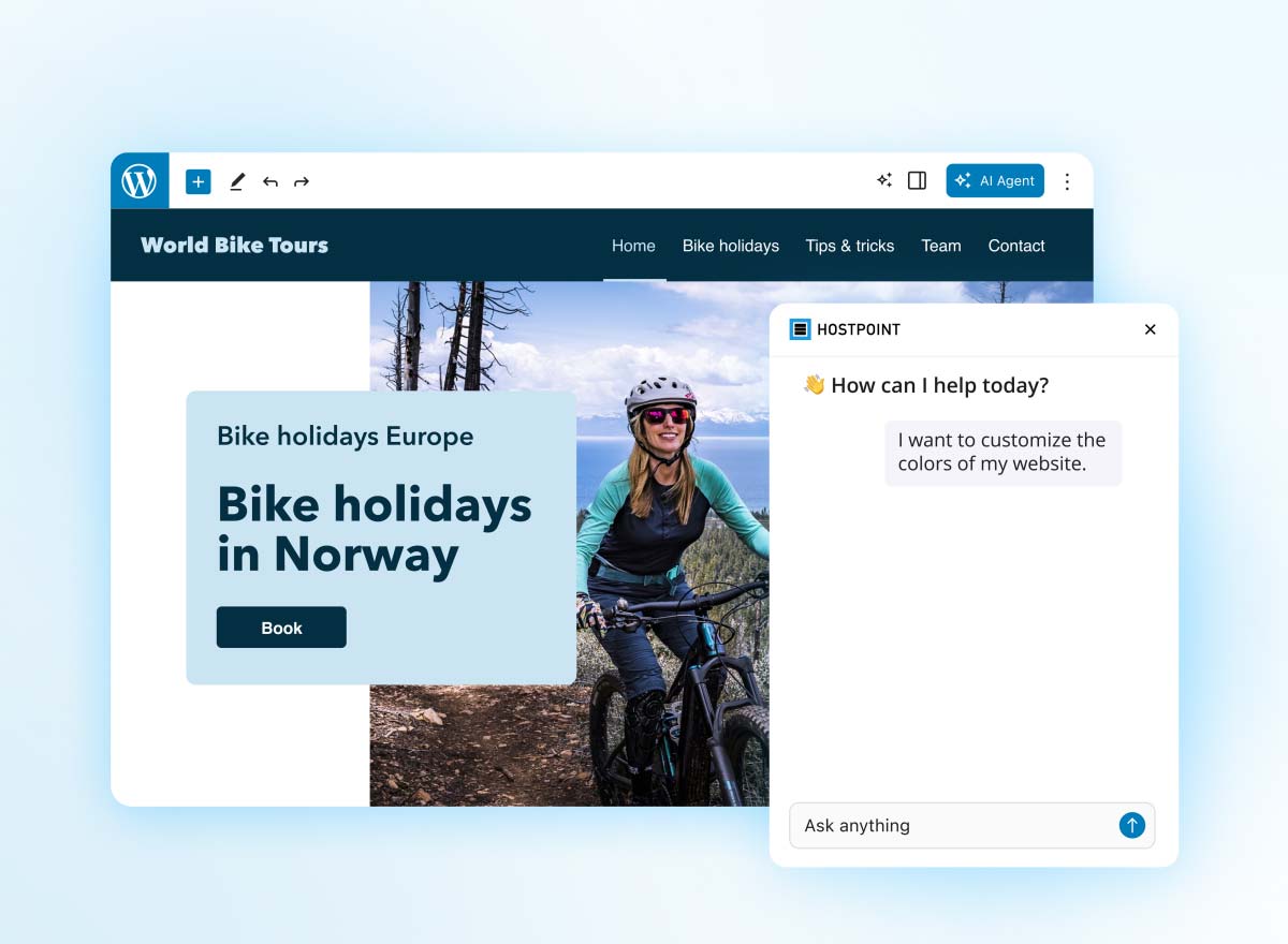 AI agent adjusts colors and design of the WordPress website based on user preferences