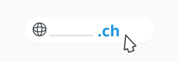 Rappresentazione di una barra del browser con un dominio .ch.
