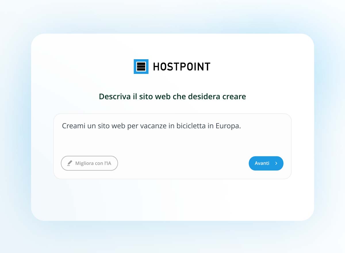 Persona che descrive il sito web WordPress desiderato all'assistente IA