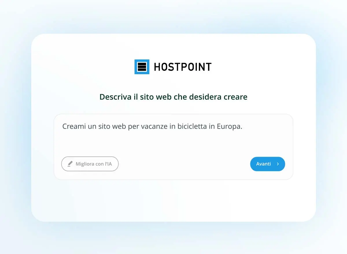 Persona che descrive il sito web WordPress desiderato all'assistente IA