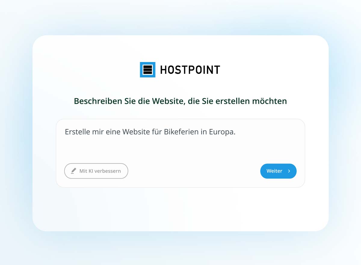 Person beschreibt dem KI-Assistenten die gewünschte WordPress-Website